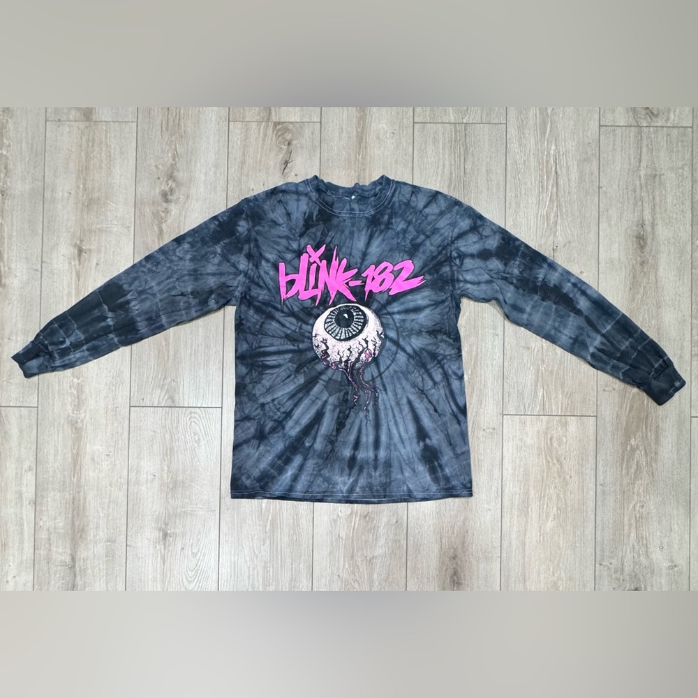Blink 182 Tie Dye Long Sleeve Blue 2019 Tour Shirt Eyeball Hoppus Skiba Barker